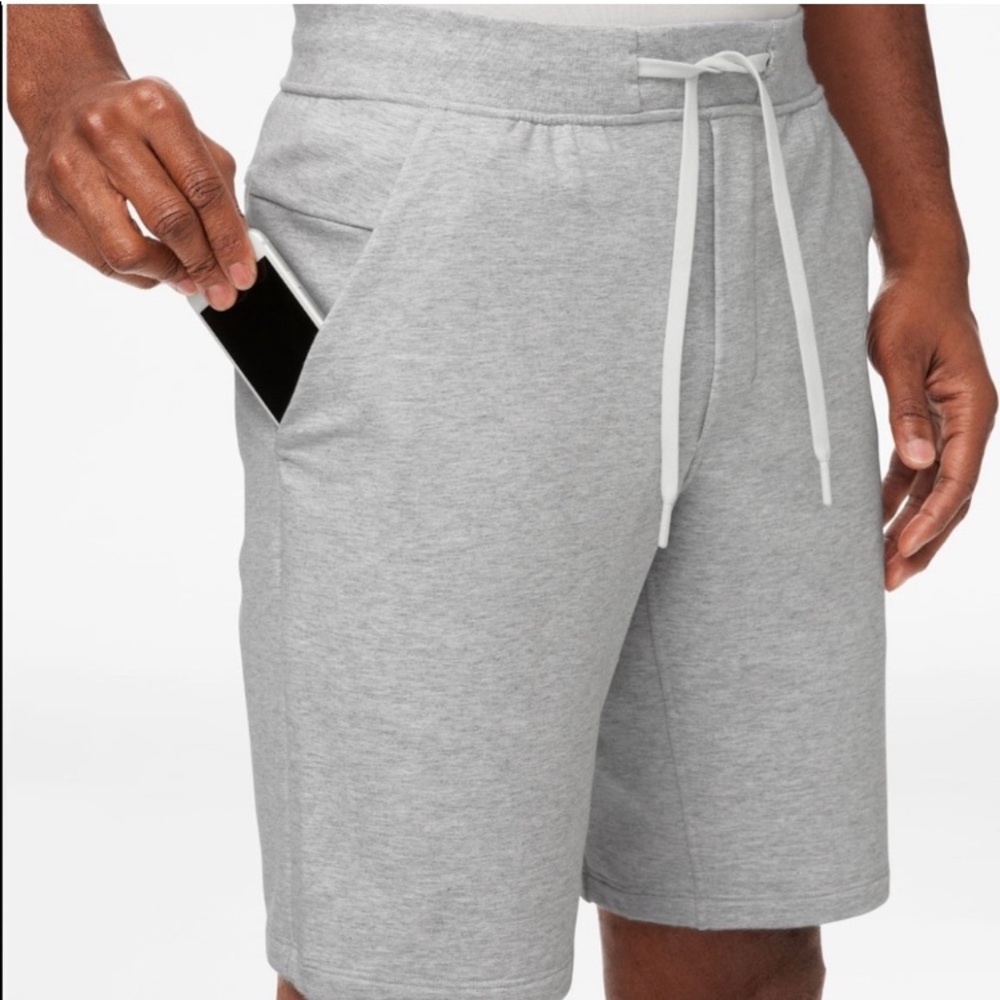 Lululemon City Sweat Short 9" Heathered Ultra Light Grey/Sea Salt Size L
